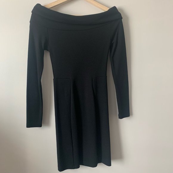 Black French Connection Little Black Dress, Off Shoulder, US Size 2 - Picture 5 of 7